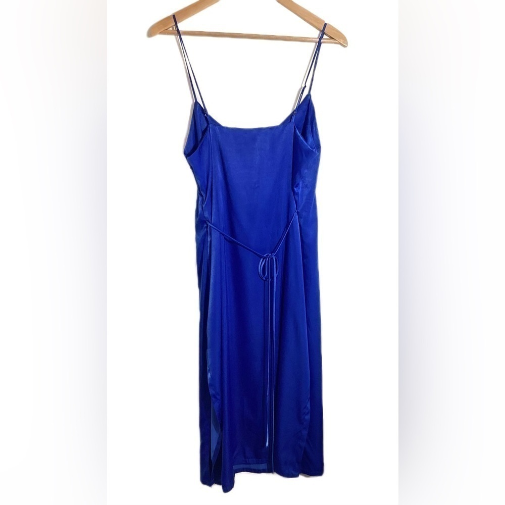 Urban Outfitters Slip Dress Large Cobalt Blue Satin Tie Back - Picture 3 of 13